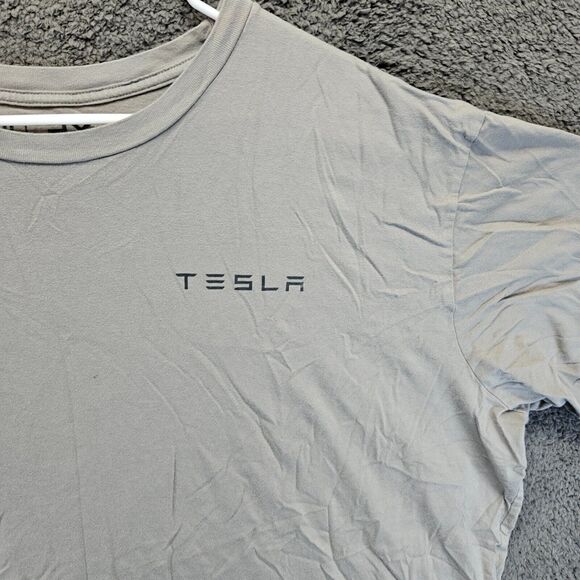 Tesla T-Shirt Mens Size 3X Gray Cotton Short Sleeve Crewneck Tee - Picture 2 of 8